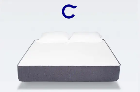 casper mattress review - front view with logo letter