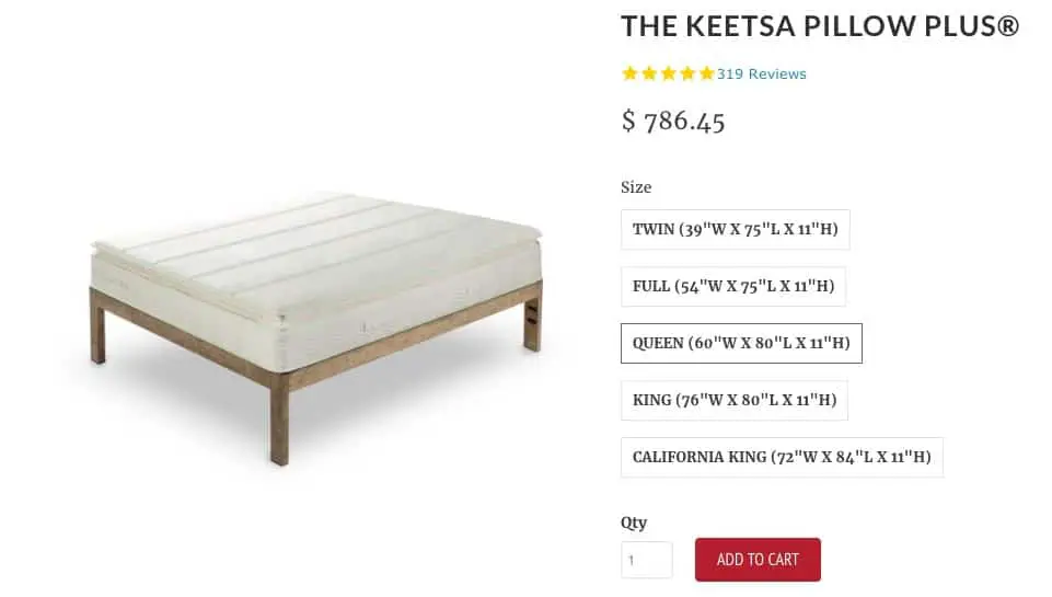 Keetsa Pillow Plus online Mattress Review - order form