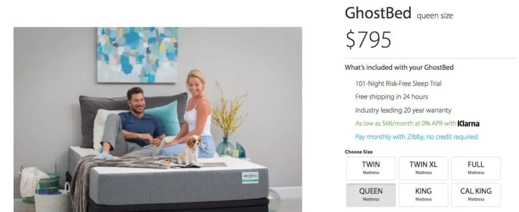 GhostBed Mattress Review - online order form