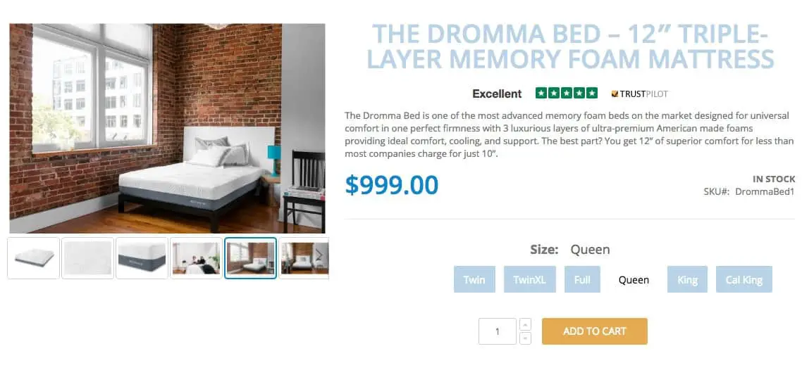dromma bed review - ordering process