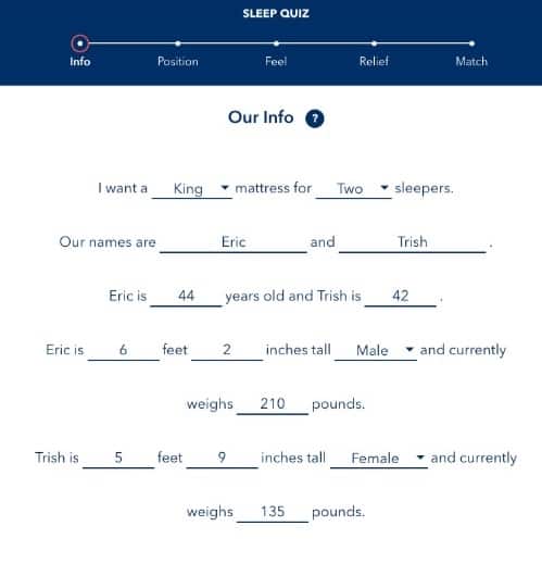 helix mattress new questionnaire