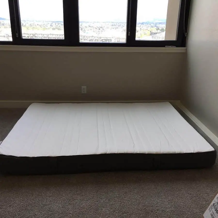 Bed-in-a-box mattress on the floor