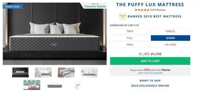Puffy Lux Mattress Review - order form