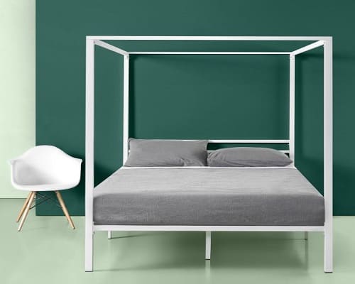 Patricia White Metal Canopy Bed by Zinus