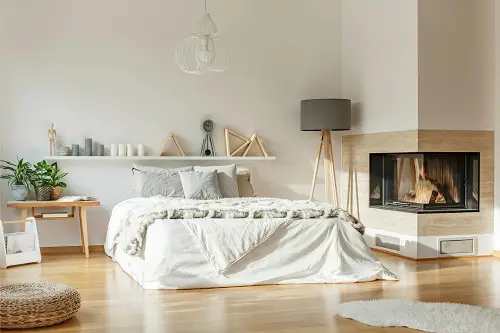 Spacious Bedroom With Fireplace