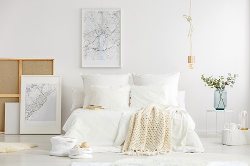White Minimalist Master Bedroom