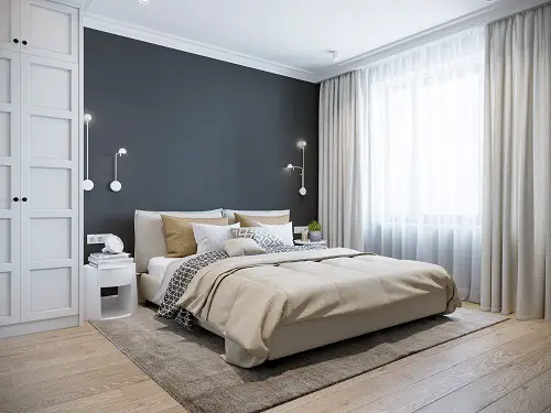 Modern Bed With Brown and White Pillows