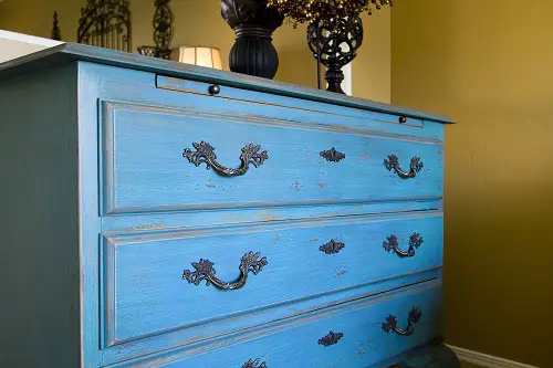 blue rustic dresser