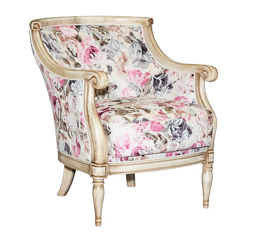 Flower-Print Tufted Chair