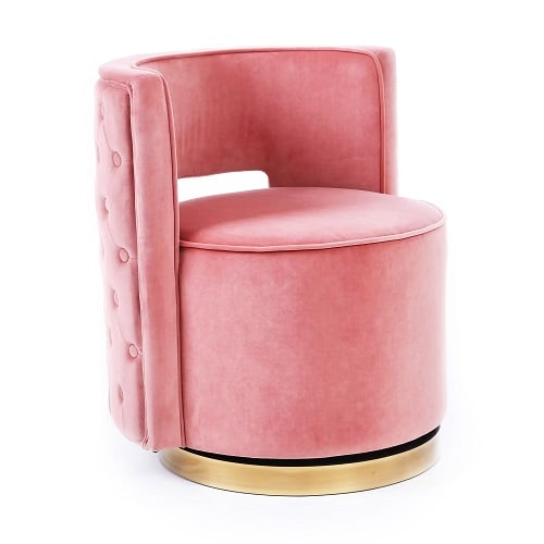 Pink Velvet Swivel Slipper Chair