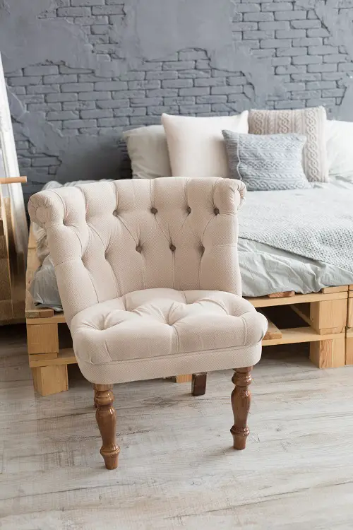 White Upholstered with Oak Legs