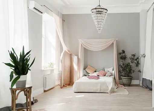 Pale Pink Contemporary Canopy Beds