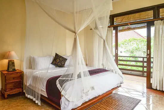 White and Brown Canopy Bed