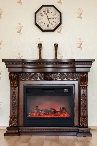 Carved Wooden Electric Bedroom Fireplace