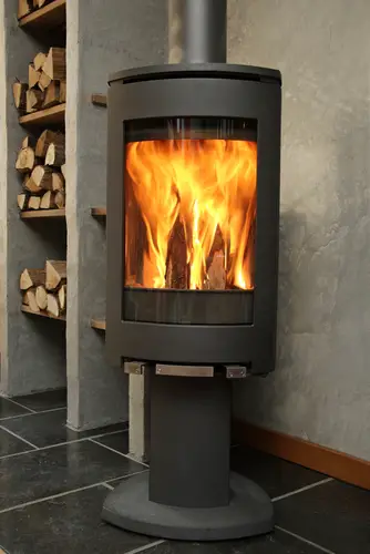 A Cast Iron Stove Scandinavian Bedroom Fireplace 