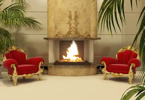 A Gas Burning Hollywood Regency Bedroom Fireplace