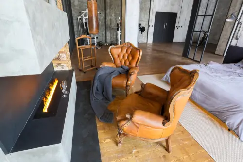 A Gas Fireplace with Open Fire