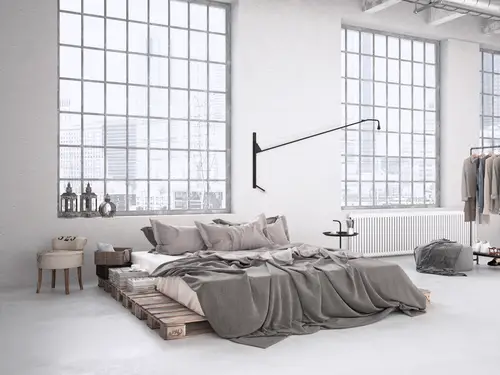 Modern Industrial Bedroom in White