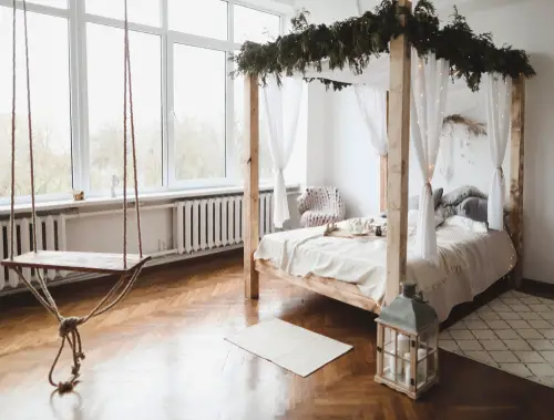 Rustic Wooden Canopy Bed