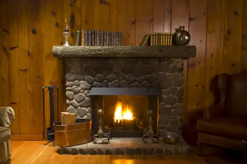 Wood Burning Stone Rustic Bedroom Fireplace 