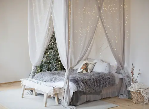 Scandinavian Canopy Beds Adorn with Light