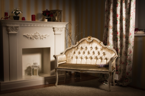 Hollywood Regency Bedroom Aristocratic Fireplace 
