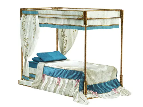 Hollywood Regency Four Poster Canopy Bed