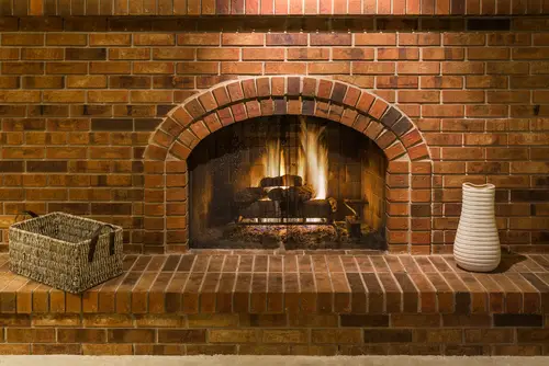 Gas Fireplace with Brick 