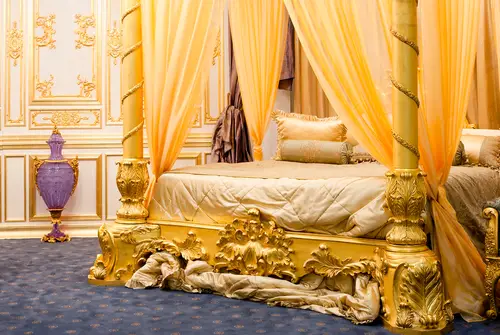 Gold Tones Hollywood Regency Canopy Bed