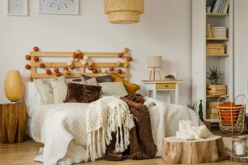 Boho Chic Bedrooms with Knitted Bedding Set