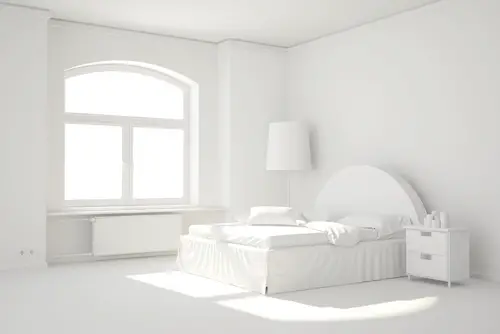 Minimalistic Design in White Bedroom
