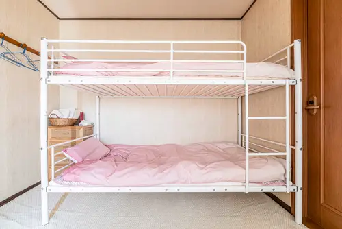 White & Pink Beach House Bunk Beds 