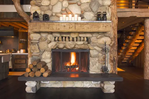 Log Cabin Rustic Bedroom Fireplace