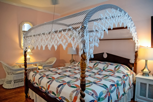 Beach House White Laced Canopy Beds