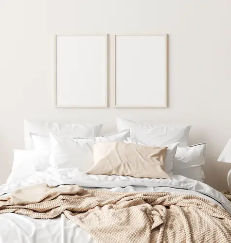 Scandinavian Bedrooms with White Mock Up Frames