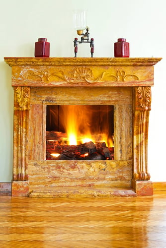 Hollywood Regency Yellow Marble Bedroom Fireplace 