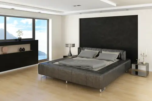 Contemporary Bedrooms In Gray with Bold Bedroom Setting
