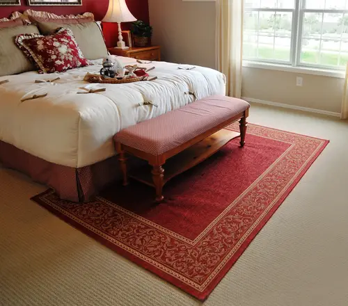 A Gorgeous Red Traditional Bedroom Rugs