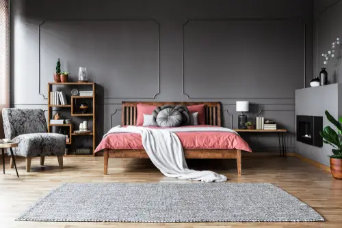 Grey Mid-Century Bedroom Rug 