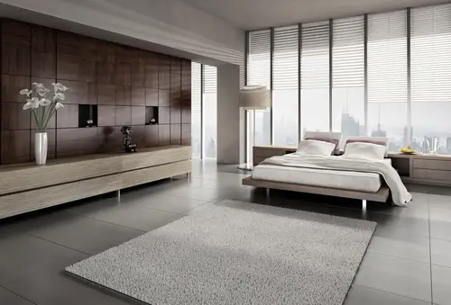 A Light Grey Contemporary Bedroom Rug