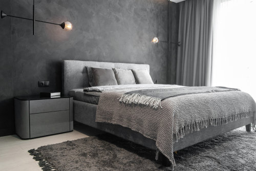 Classic Yet Modern Transitional Bedroom in Gray 