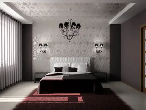 Dark Colored Hollywood Regency Bedroom Rug