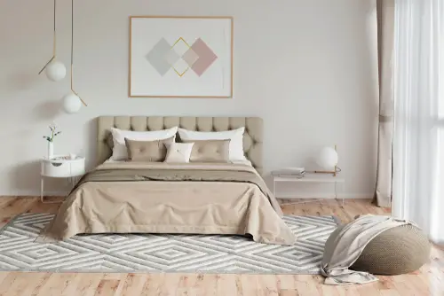 Contemporary Bedroom Rugs with Square Patterns