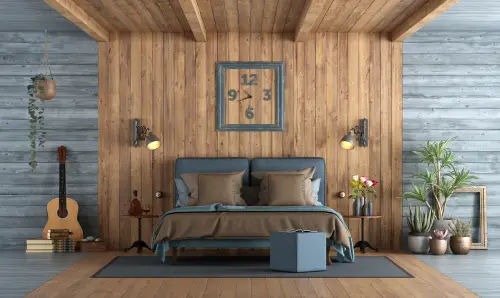 Rustic Gray Bedrooms with Wooden Panels