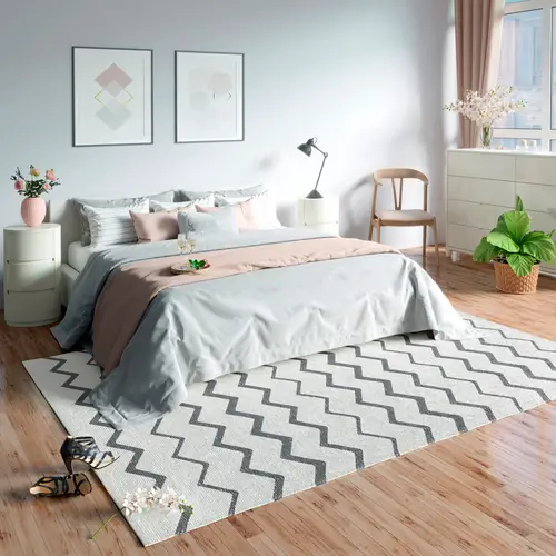 Contemporary Bedroom Rugs with Zig Zag Patterns