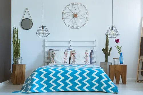 Industrial Teal Bedrooms with Bedding Set