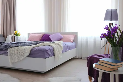 Modern Lilac Bedroom with Bright Setting