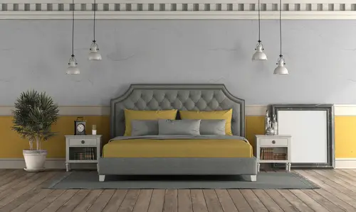 A Well Organized Mid-Century Gray Bedroom
