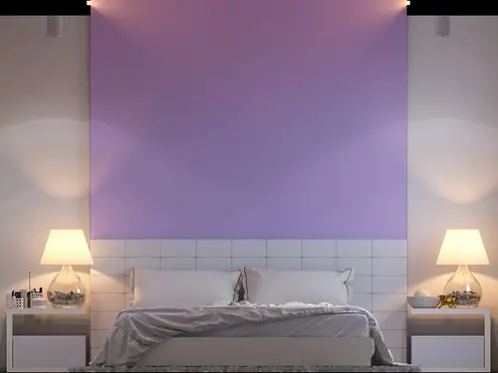 Contemporary Bedrooms in Light Lilac with Accent Walls