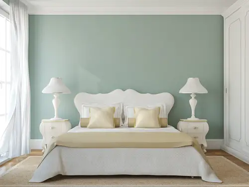 French Country Teal Bedrooms with Classic Interior